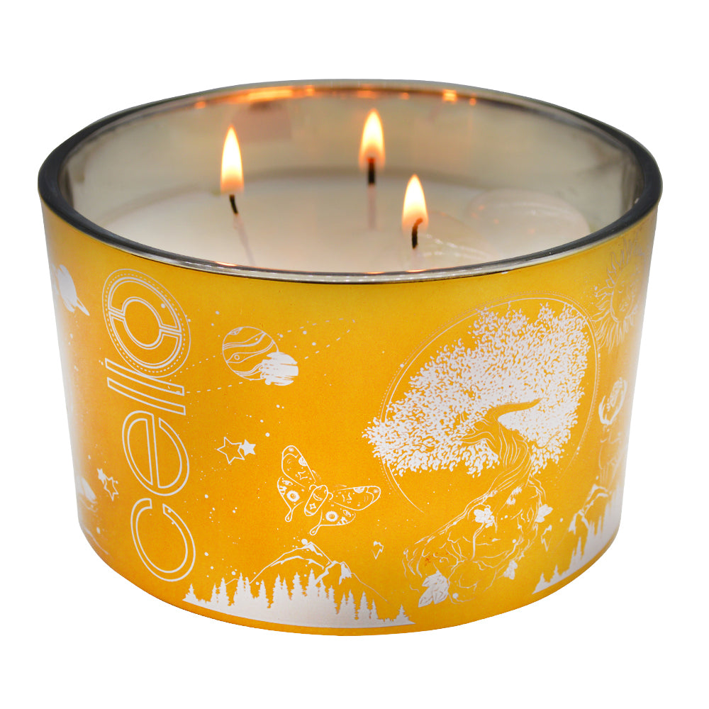 Cello Large Gold Celestial Candle Set of 2