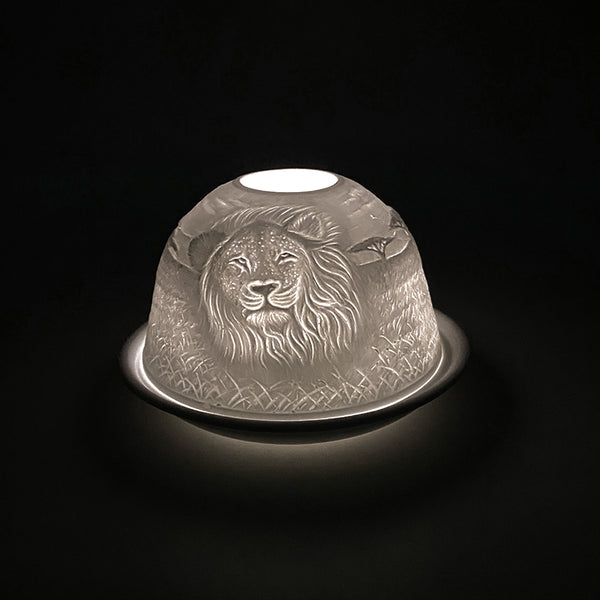Porcelain Tealight Dome - Lion