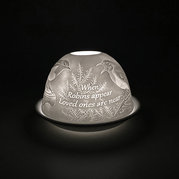 Porcelain Tealight Dome - Robin