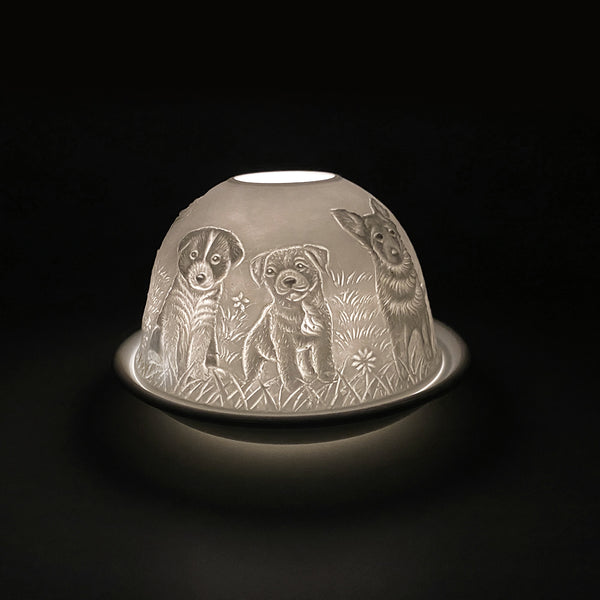 Porcelain Tealight Dome - Puppies