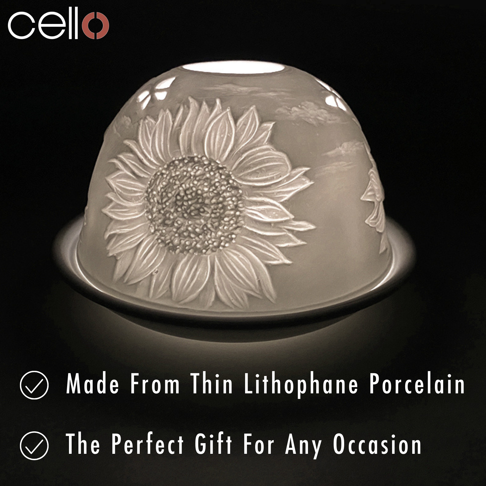 Porcelain Tealight Dome - Sunflower Butterfly