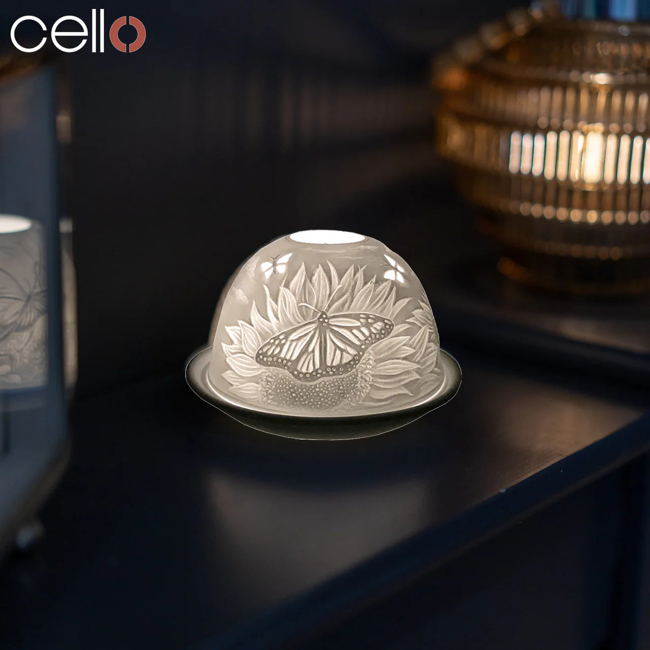 Tealight Dome - Sunflower Butterfly