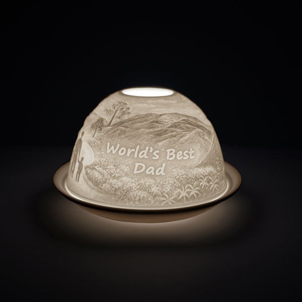 Porcelain Tealight Dome - World's Best Dad