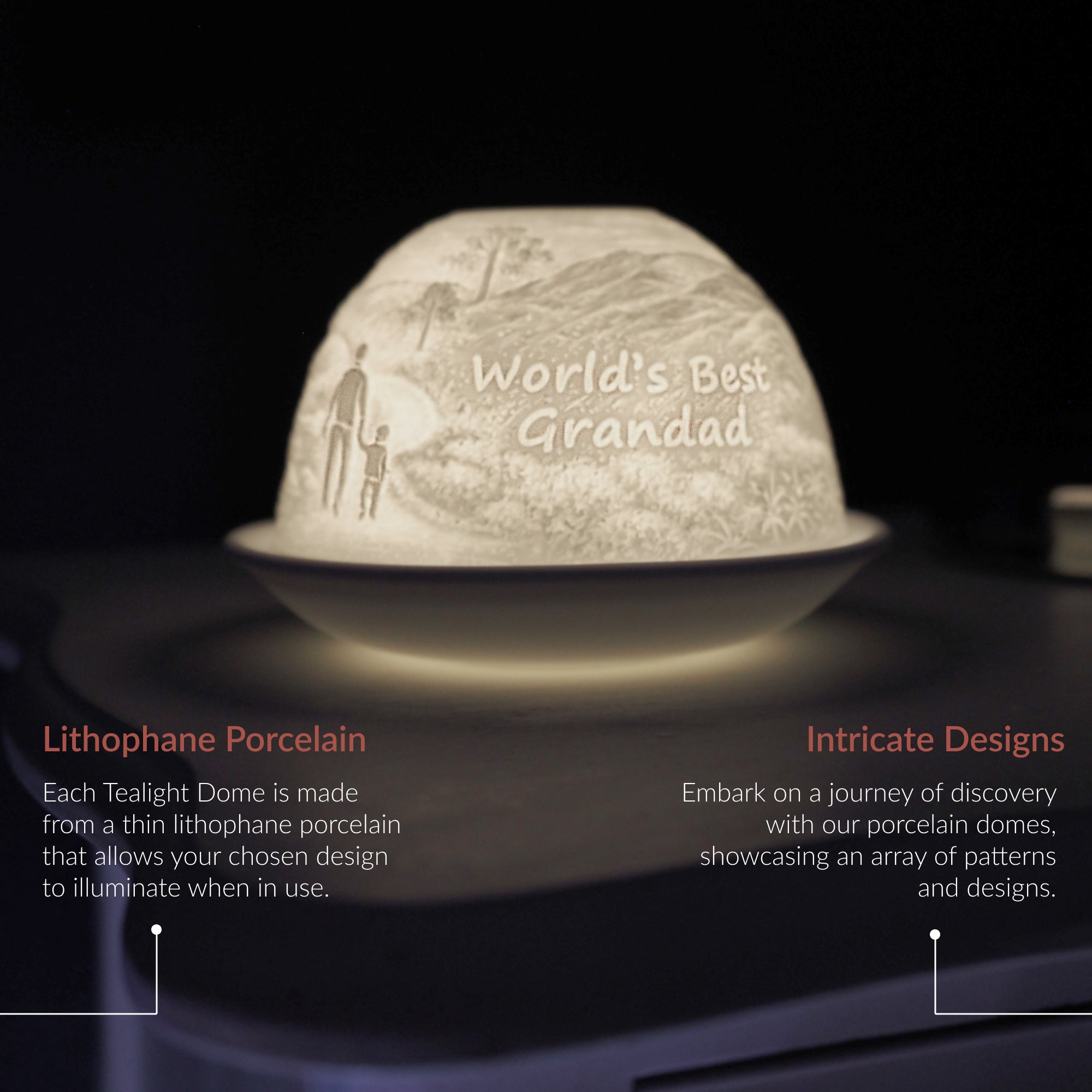 Porcelain Tealight Dome - World's Best Grandad