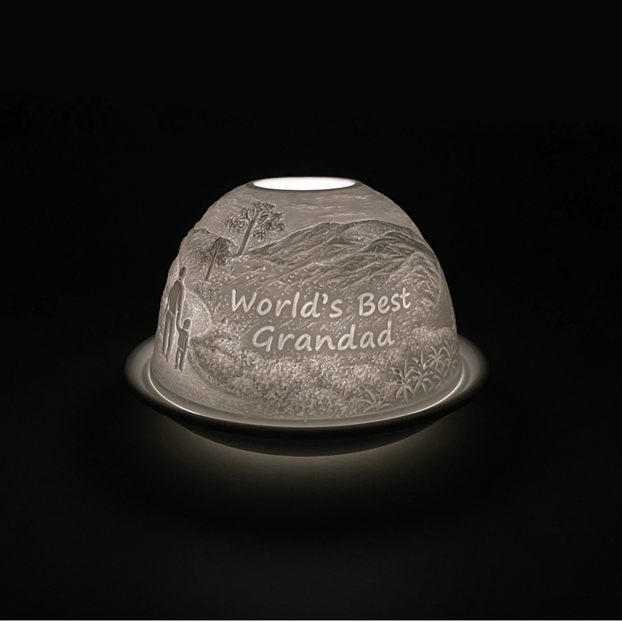 Porcelain Tealight Dome - World's Best Grandad