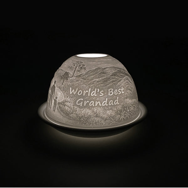 Porcelain Tealight Dome - World's Best Grandad