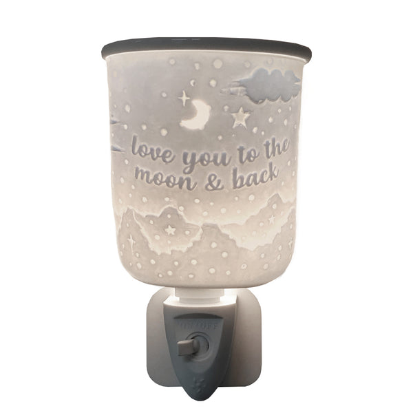 Porcelain Plug In Electric Wax Burner - Love You To The Moon & Back