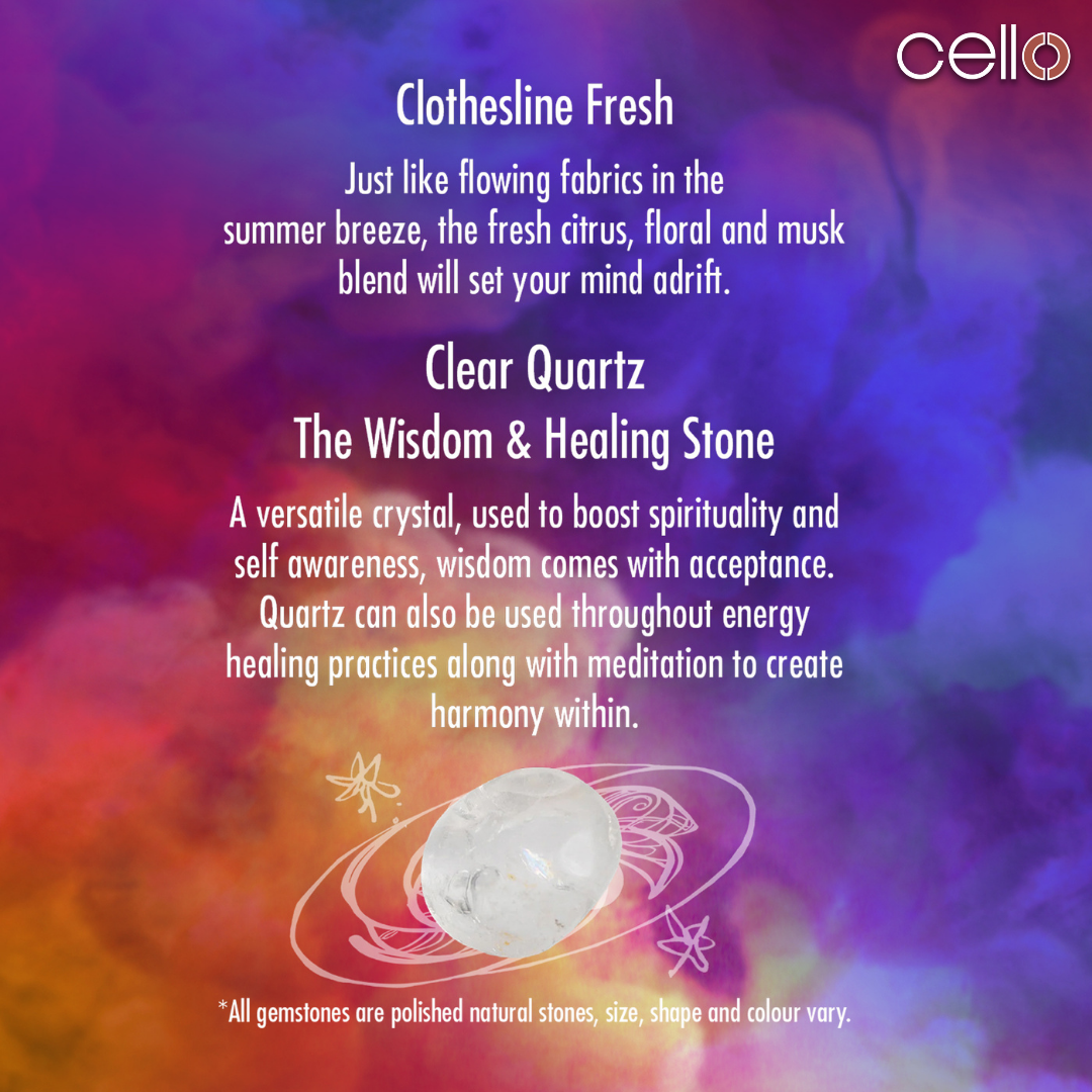 Gemstone Candle - Clothesline Fresh with Clear Quartz