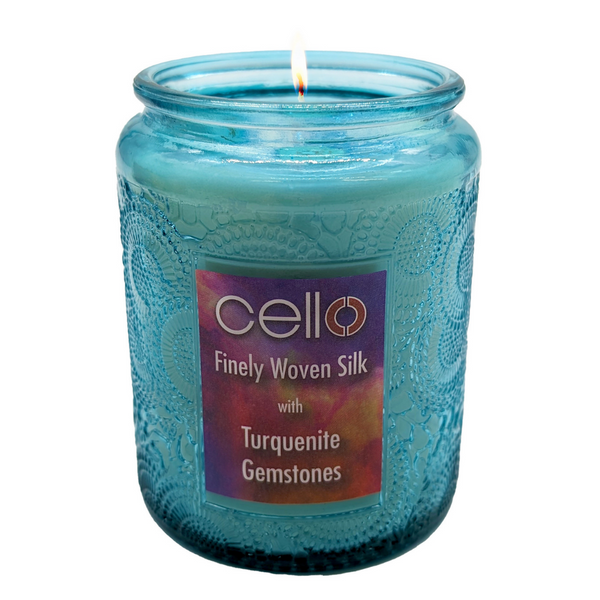 Gemstone Candle - Finely Woven Silk with Turquenite