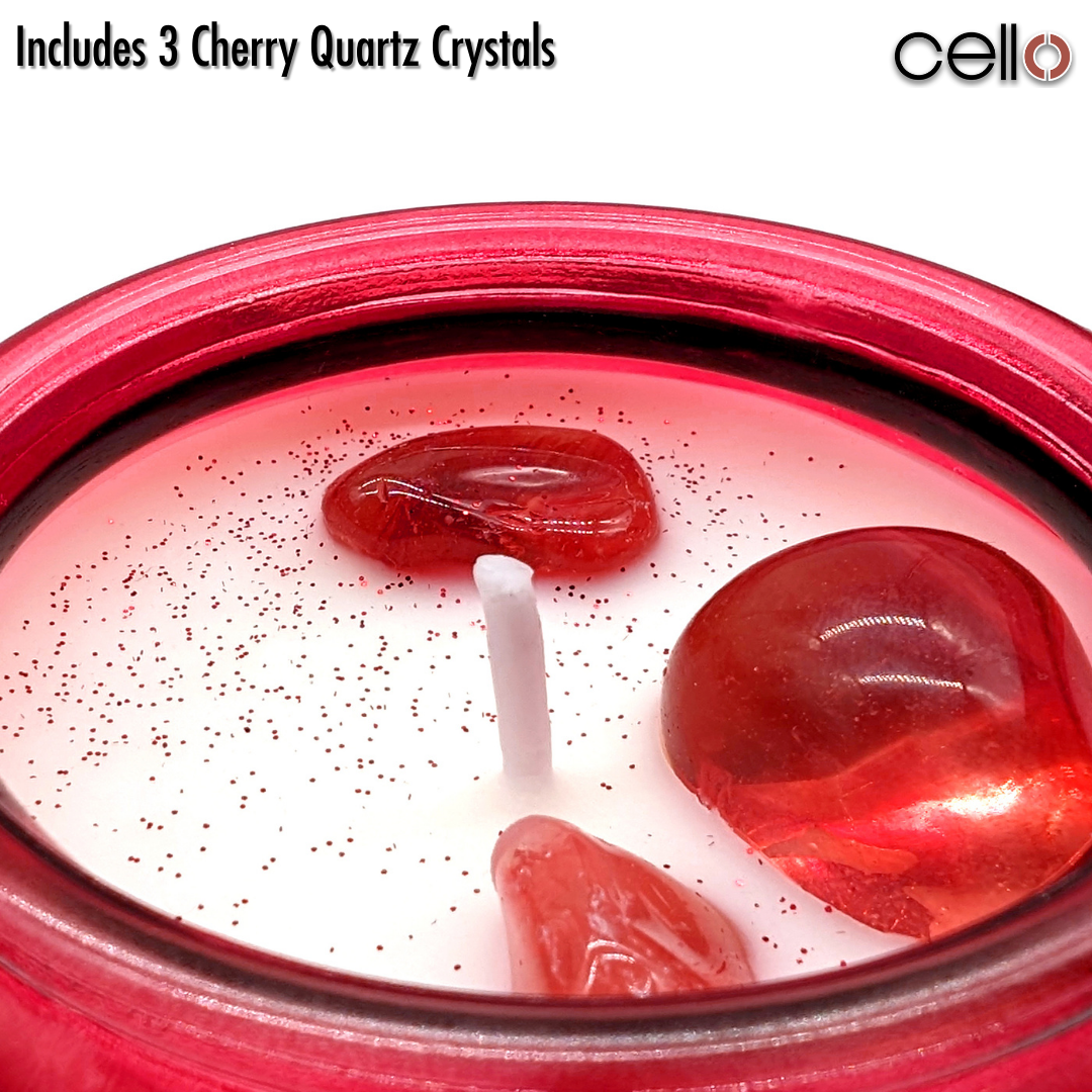 Gemstone Candle -  Foraged Wild Berries with Cherry Quartz