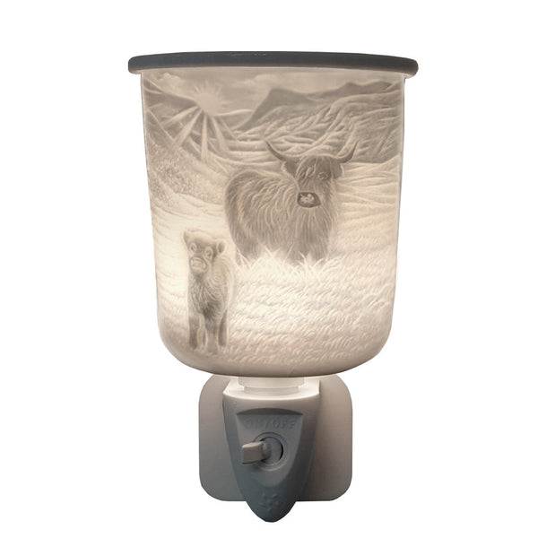 Cello Porcelain Plug In Electric Wax Burner - Highland Cow