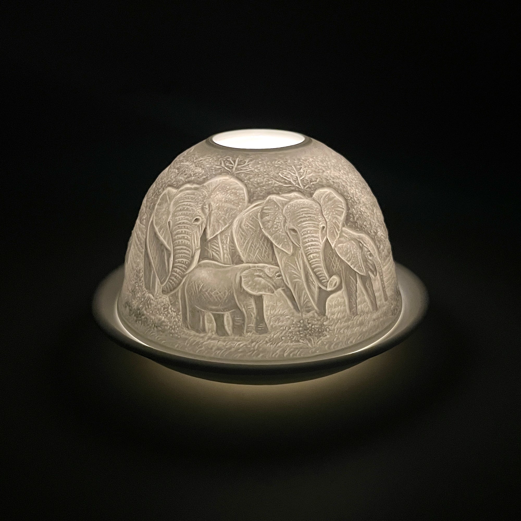 Porcelain Tealight Dome - Elephant Family