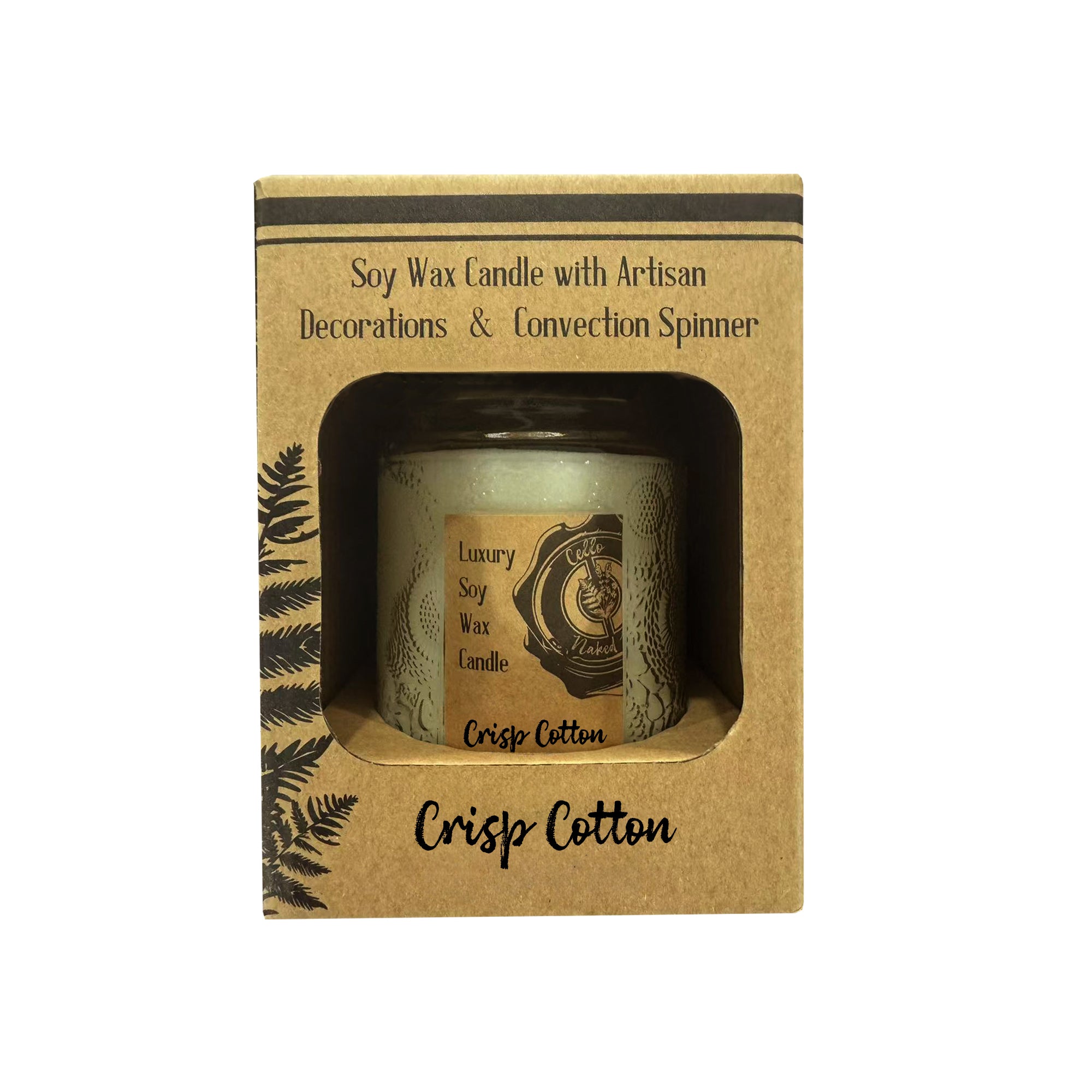 Cello Naked Candle with Convection Spinner - Crisp Cotton