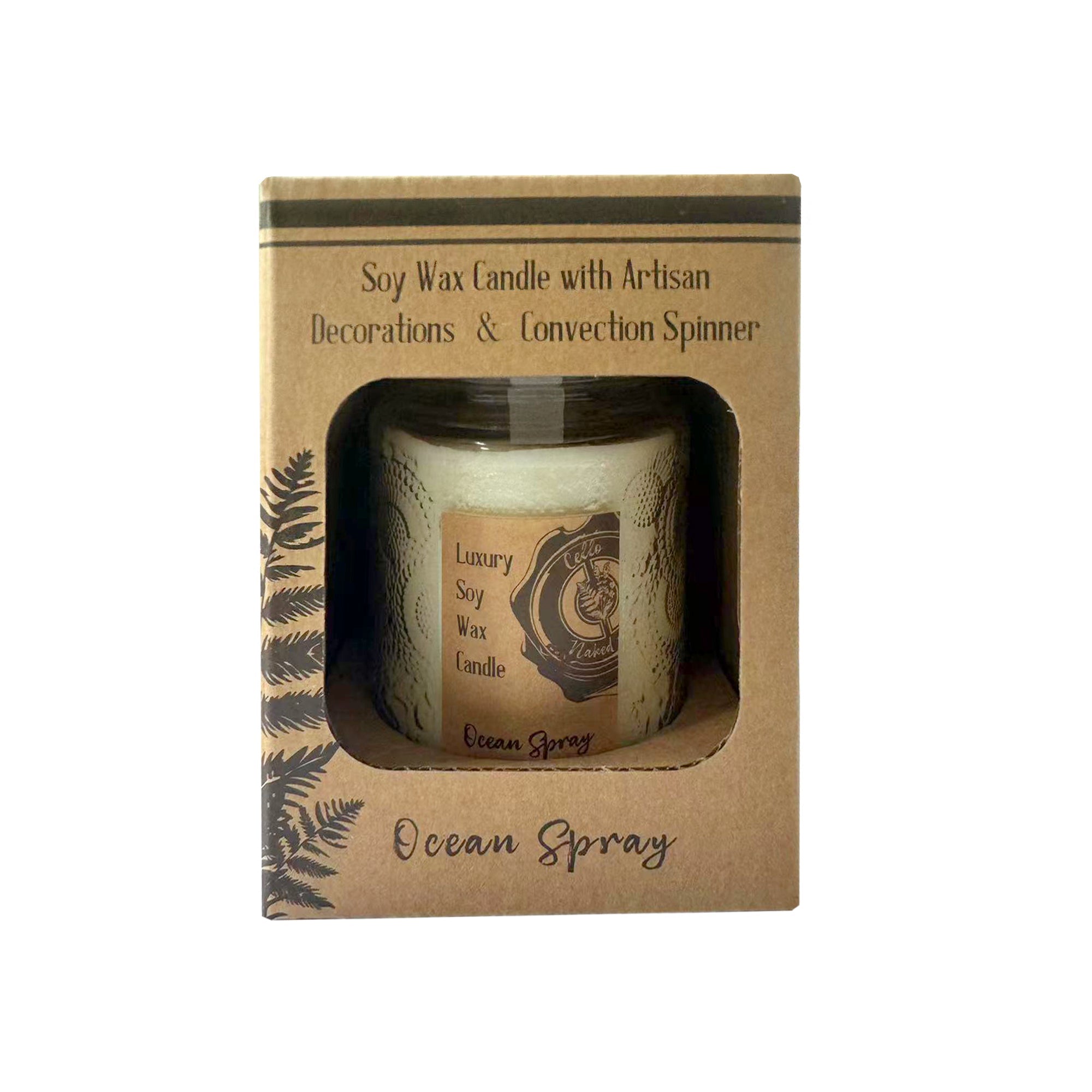 Cello Naked Candle with Convection Spinner - Ocean Spray