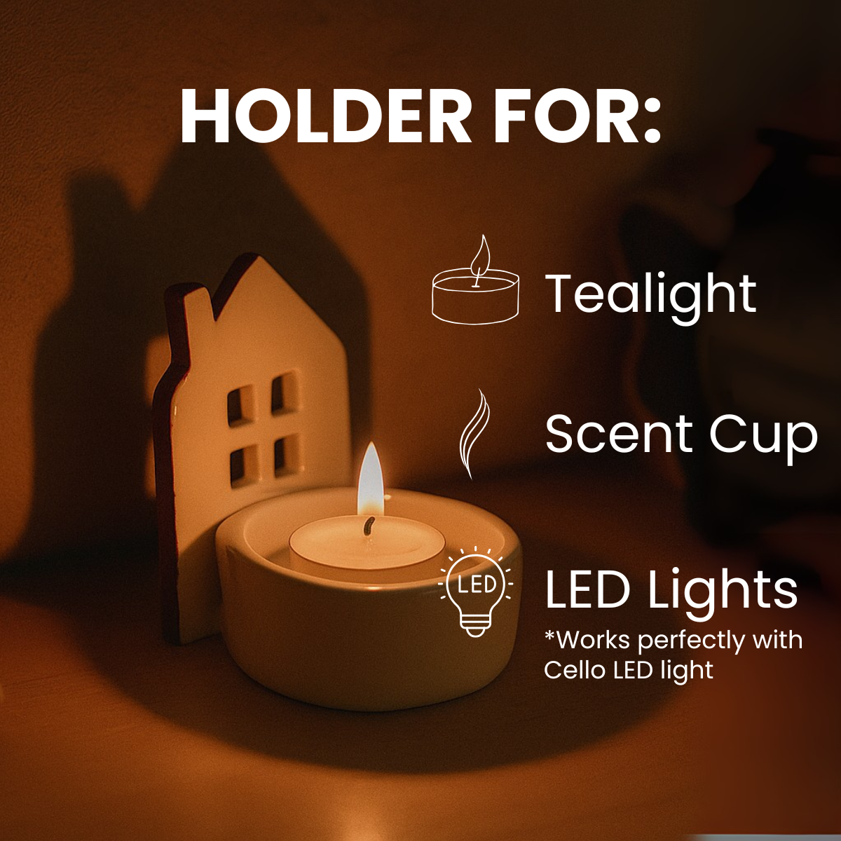 Home Silhouette Candle Holder - Red
