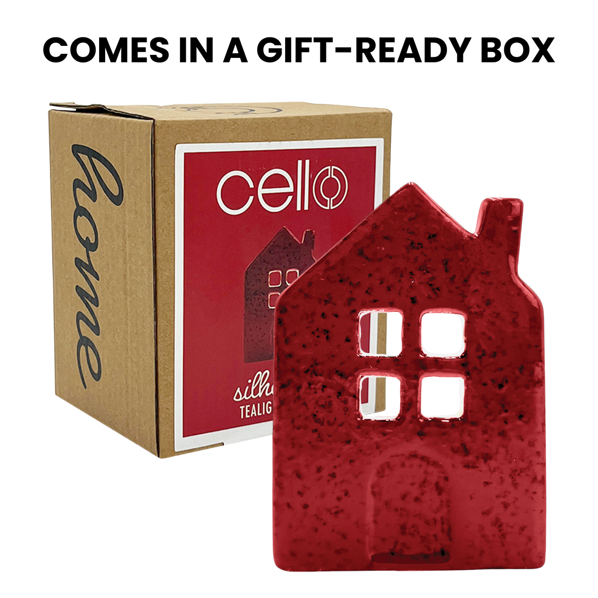 Home Silhouette Candle Holder - Red