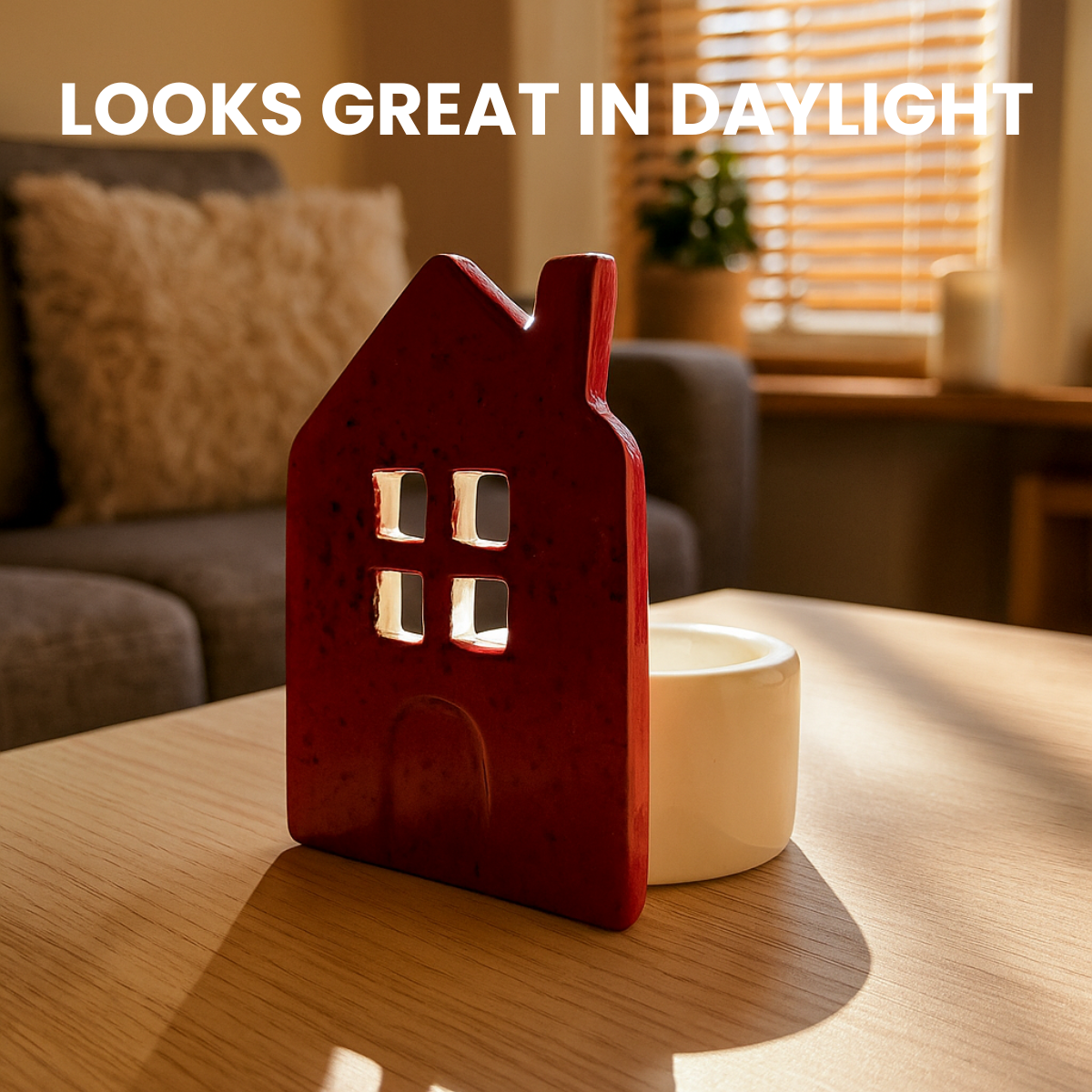 Home Silhouette Candle Holder - Red