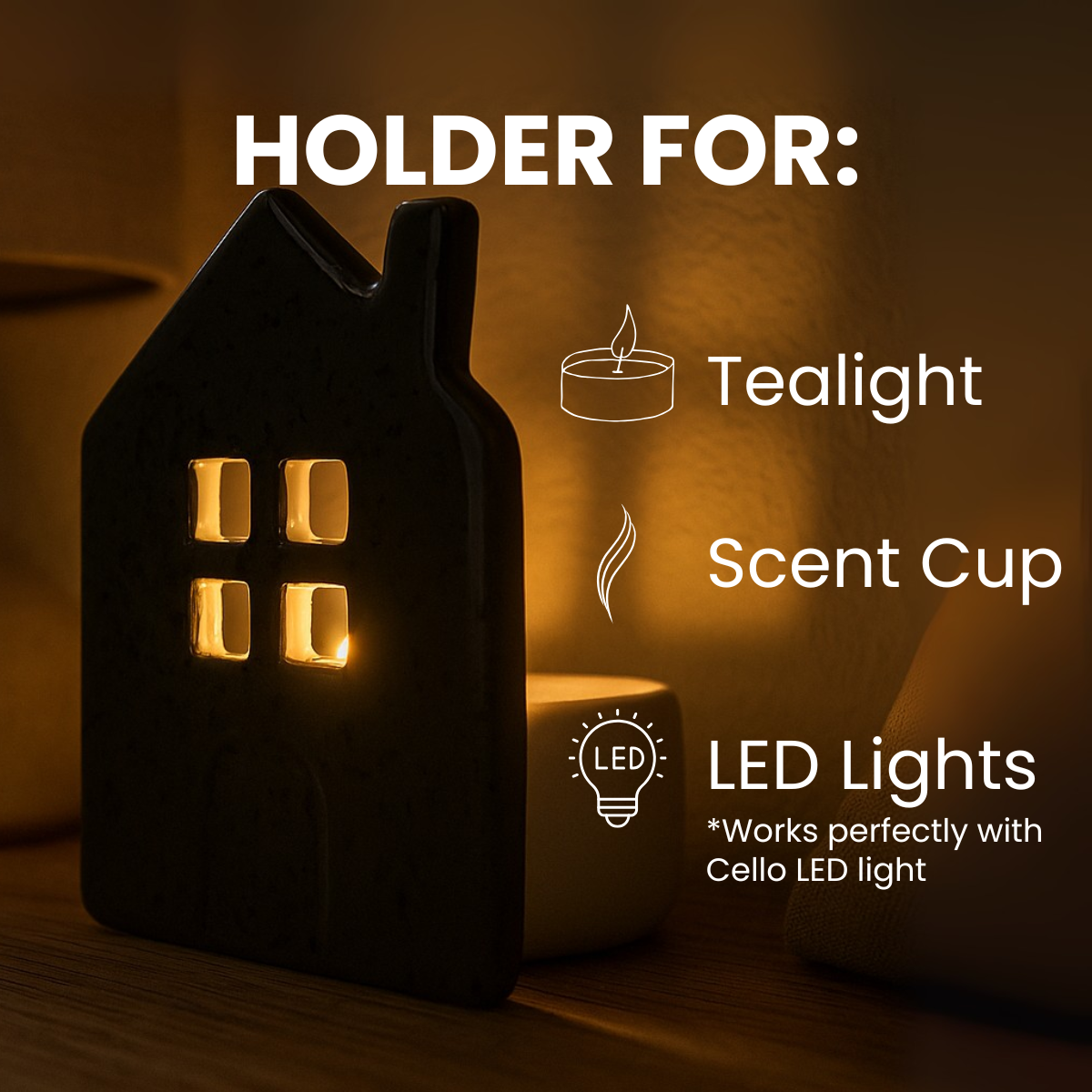 Home Silhouette Candle Holder - Grey