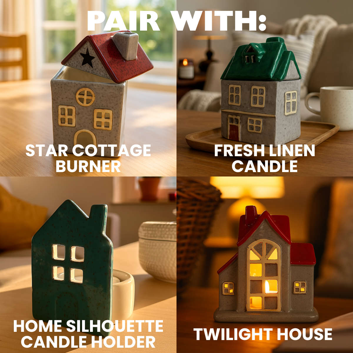 Home Silhouette Candle Holder - Grey
