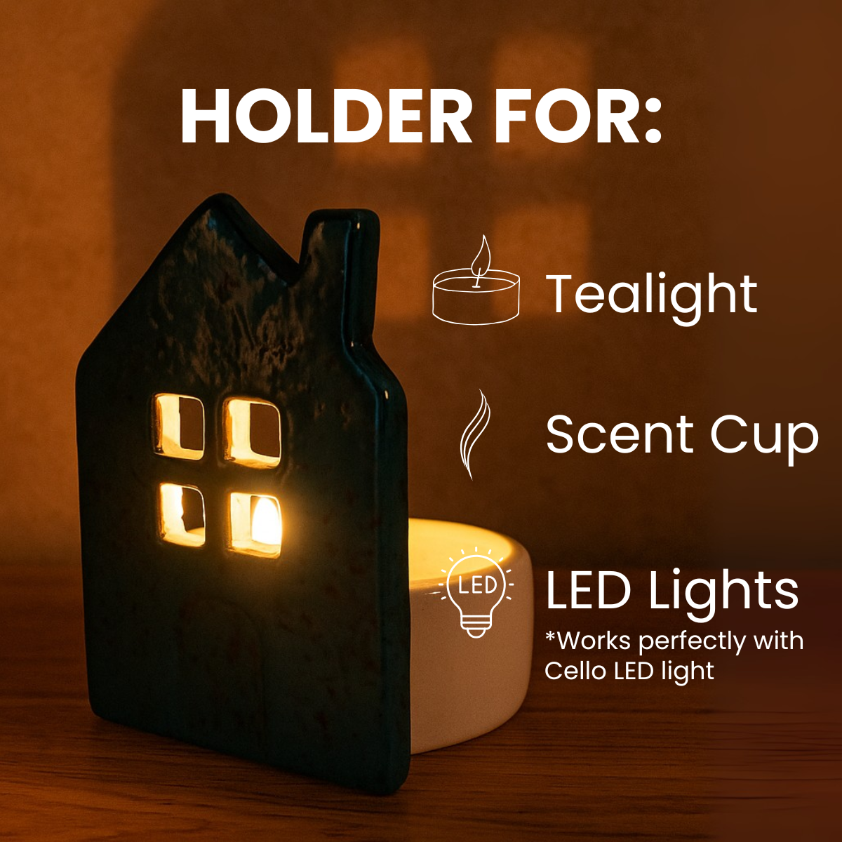 Home Silhouette Candle Holder - Green