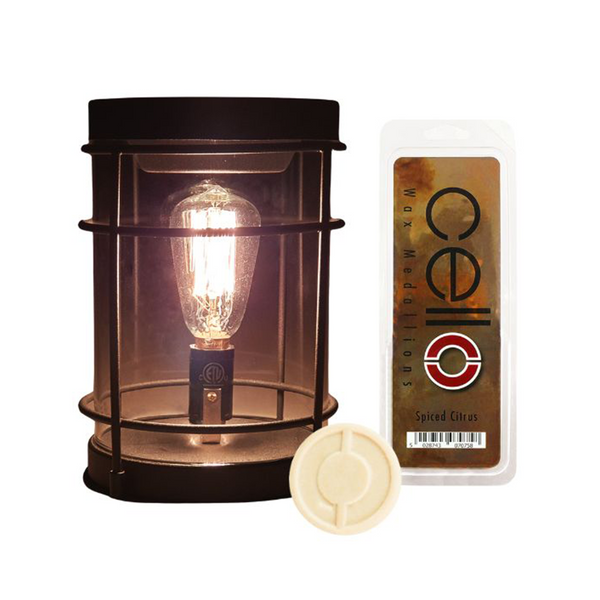 Black Smoke Edison Electric Melt Burner with Spiced Citrus Wax Medallio Q9181