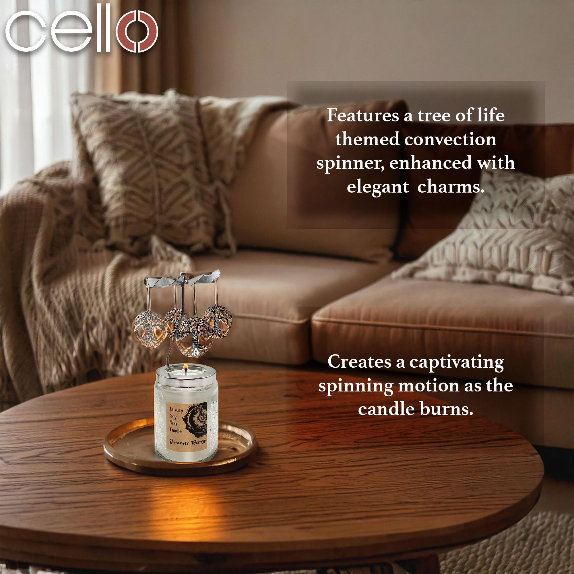 Cello Naked Candle with Convection Spinner - Ocean Spray