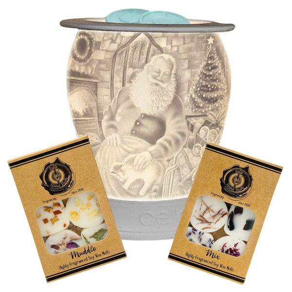 Cello Porcelain Electric Melt Burner – Santa Design with with 12 Naked Cello Melts
