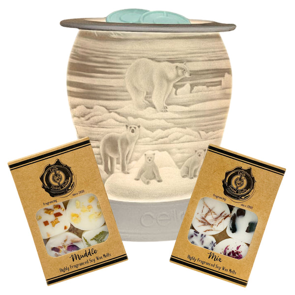 Cello Porcelain Electric Melt Burner – Polar Bear Design with with 12 Naked Cello Melts