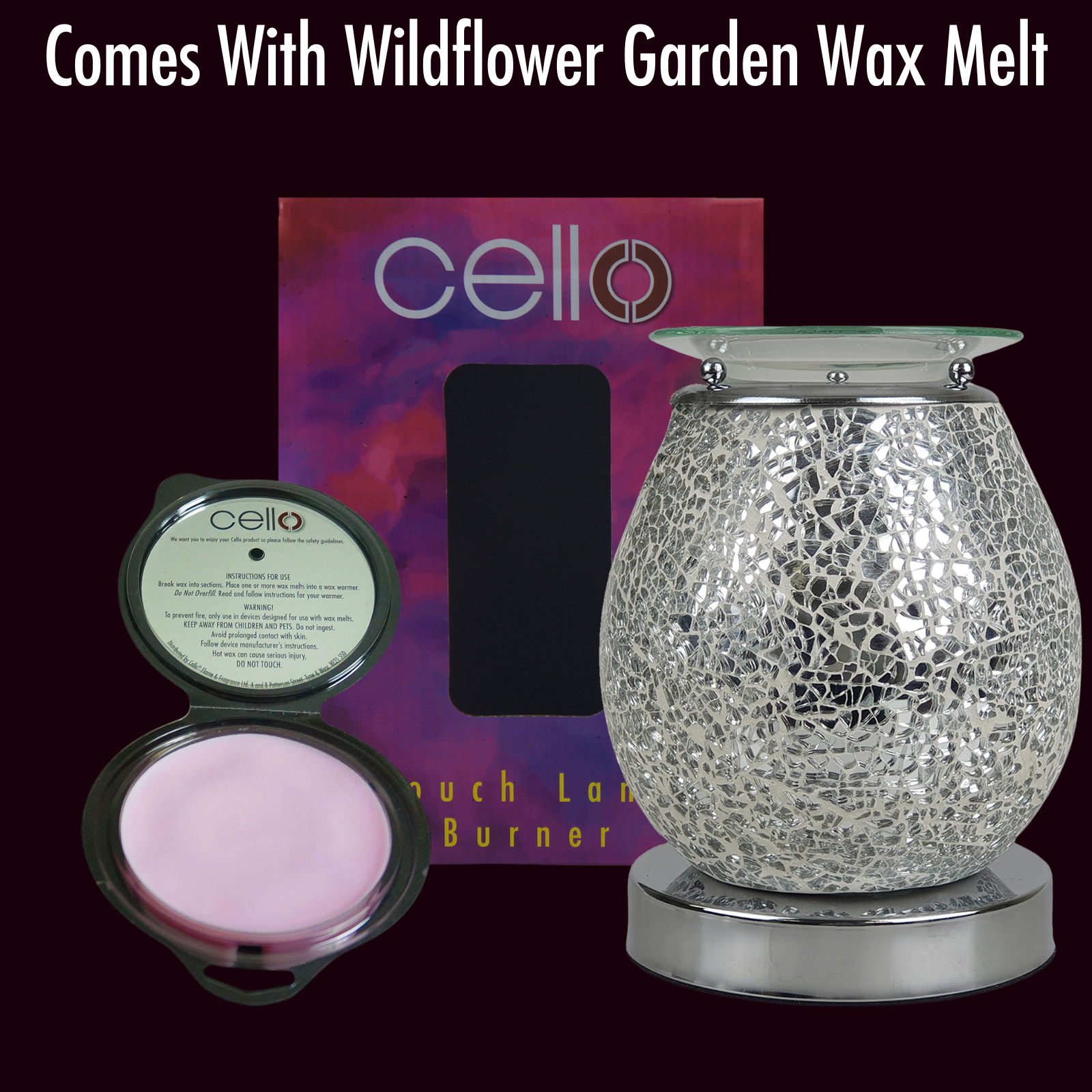 Silver Touch Electric Wax Burner With Wildflower Garden Wax Melt