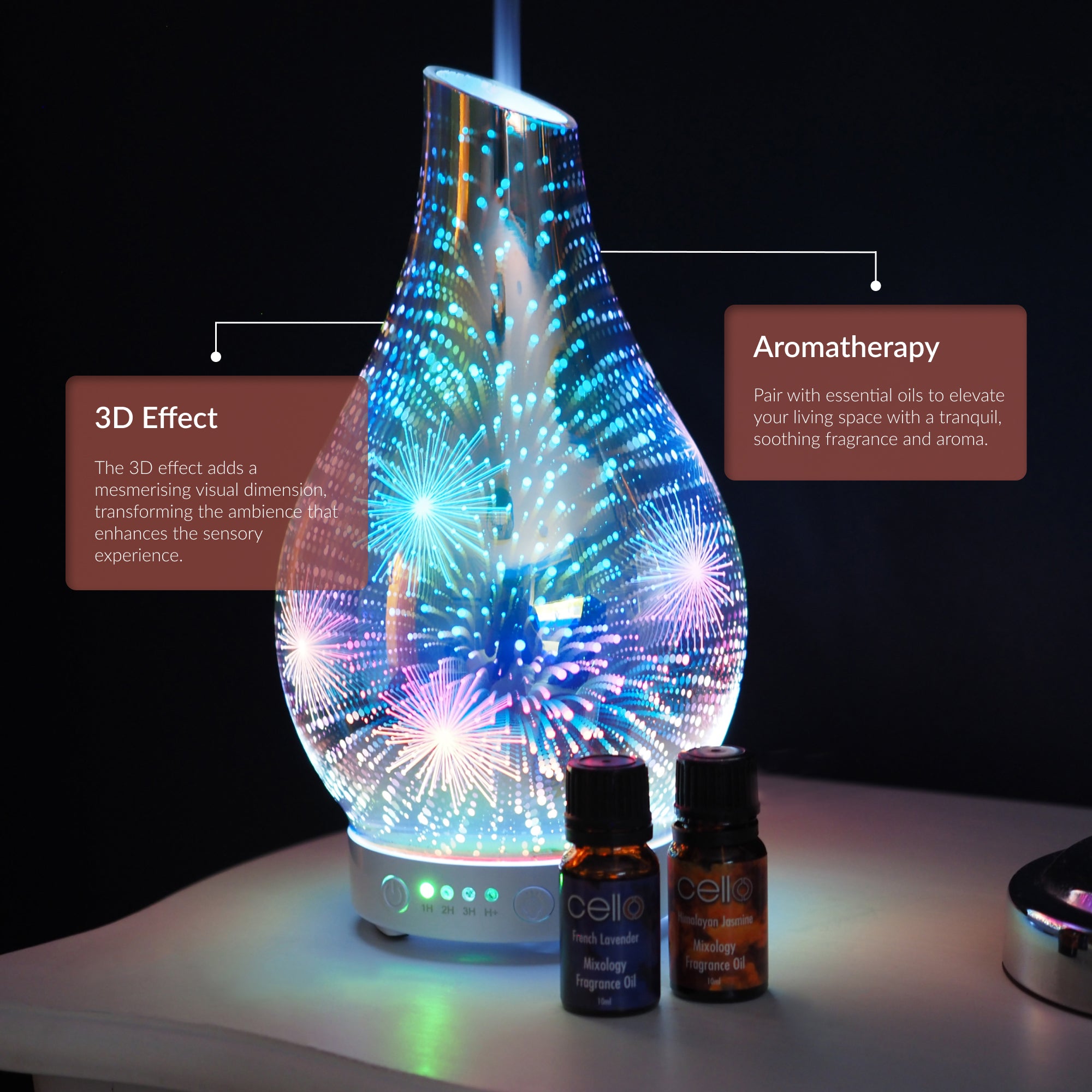 Ultrasonic Diffuser Art Glass - Firework 3D