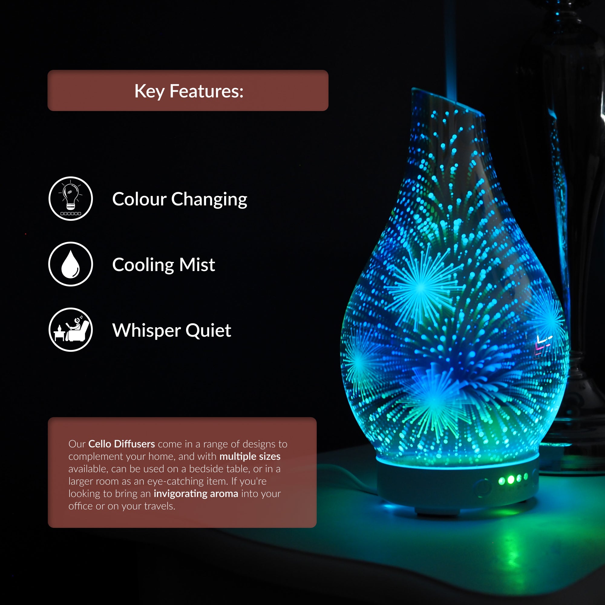 Ultrasonic Diffuser Art Glass - Firework 3D
