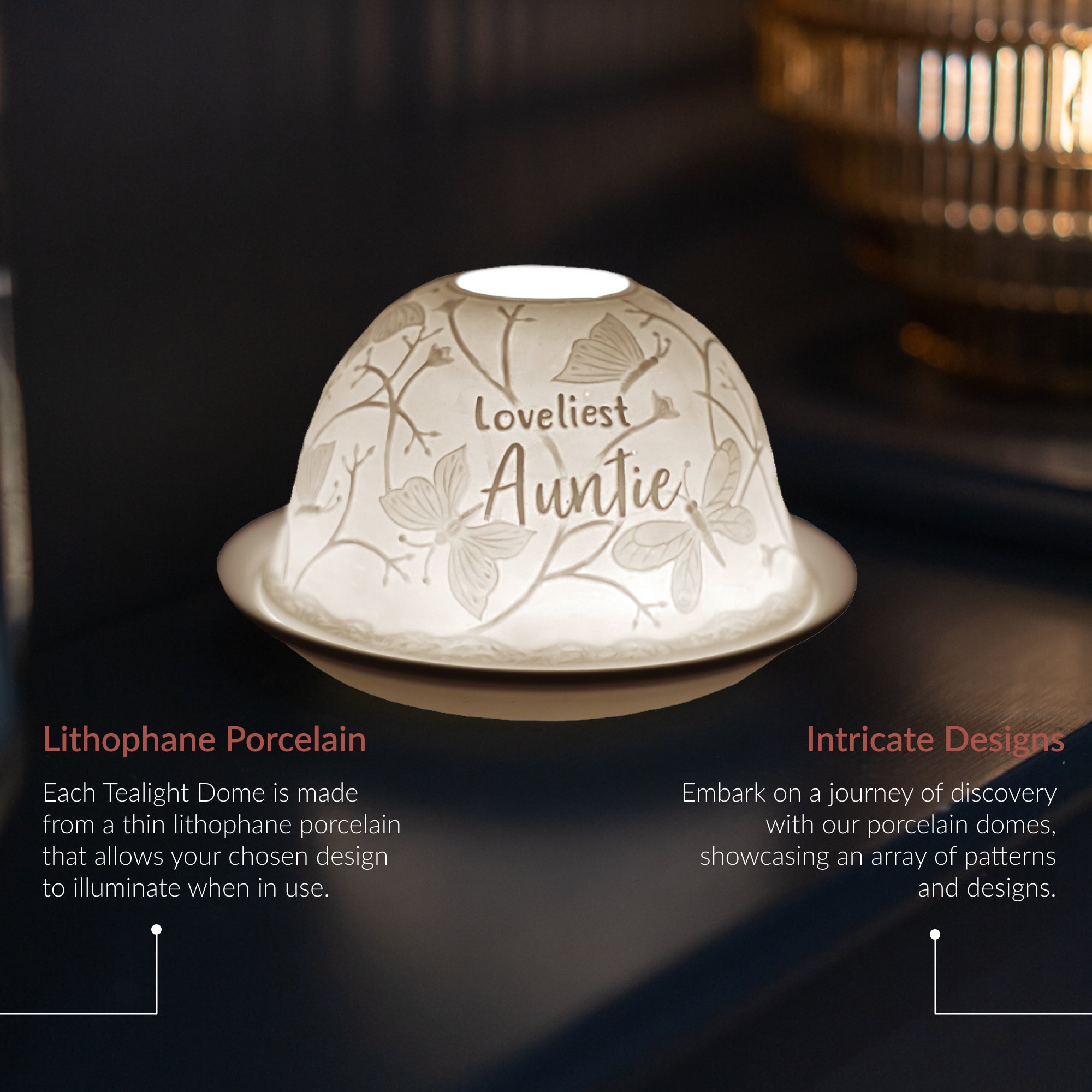 Porcelain Tealight Dome - Loveliest Auntie