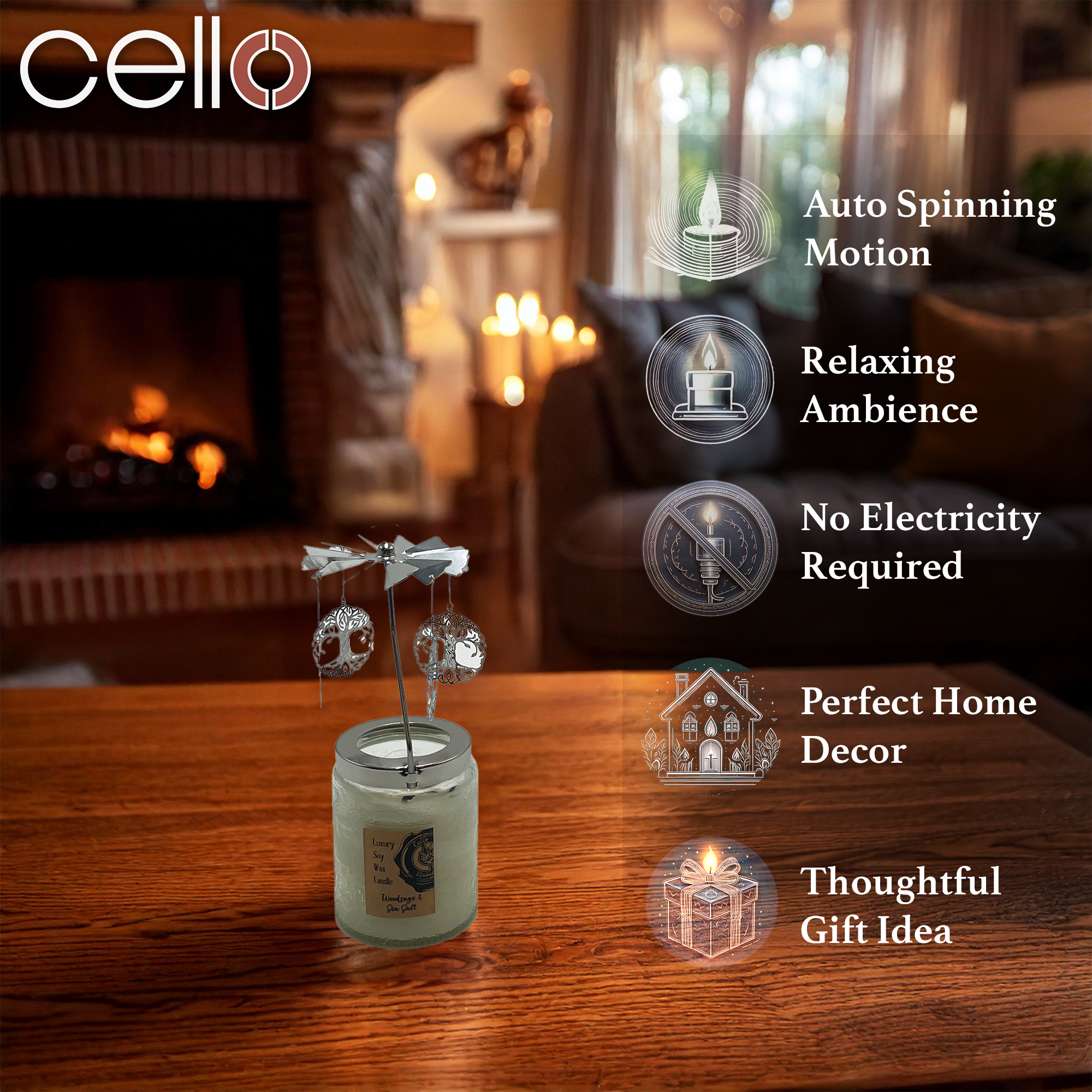 Cello Naked Candle with Convection Spinner - Ocean Spray