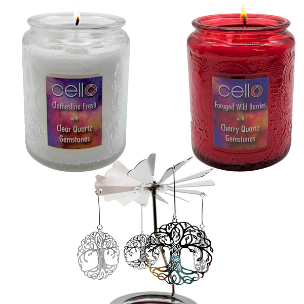 Cello Gemstone Convection Spinner Candles with Spinner - Gemstone Candle