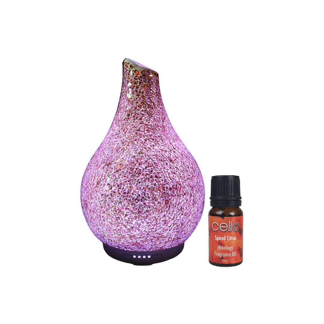 Ultrasonic Diffuser - Mosaic Gold Diffuser & Spiced Citrus Oil