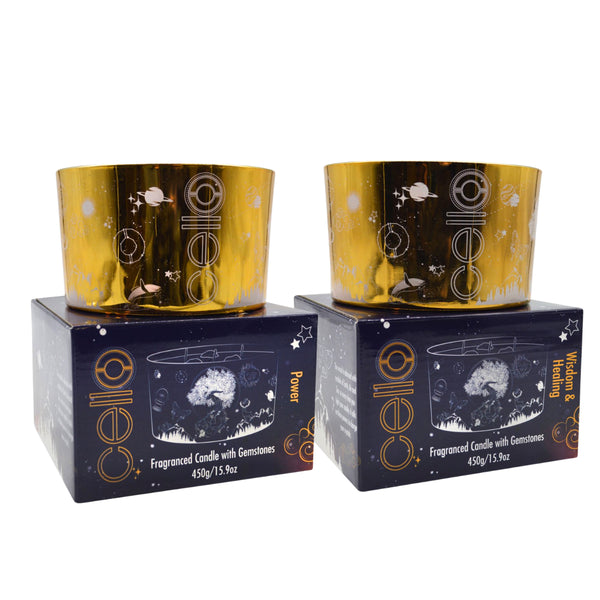 Cello Large Gold Celestial Candle Set of 2