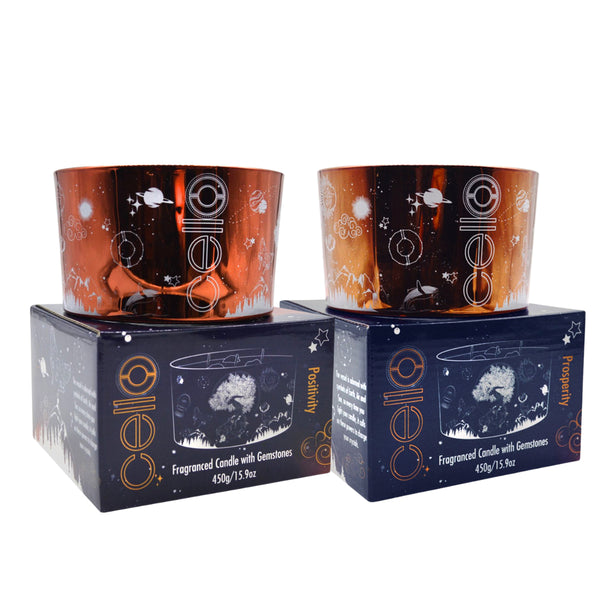 Cello Large Copper Celestial Candle Set of 2