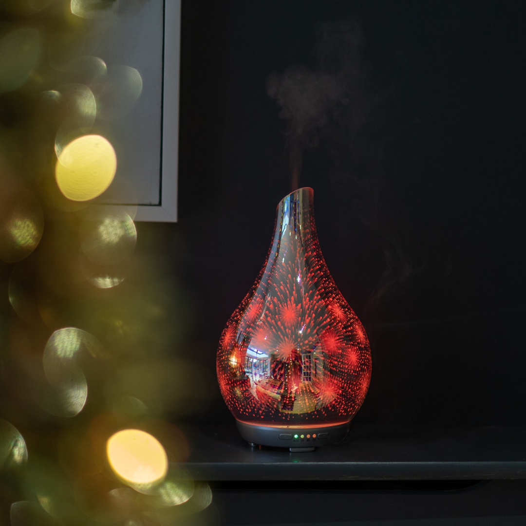 Ultrasonic Diffuser - 3D Firework & Sandalwood Fragrance Oil Bundle