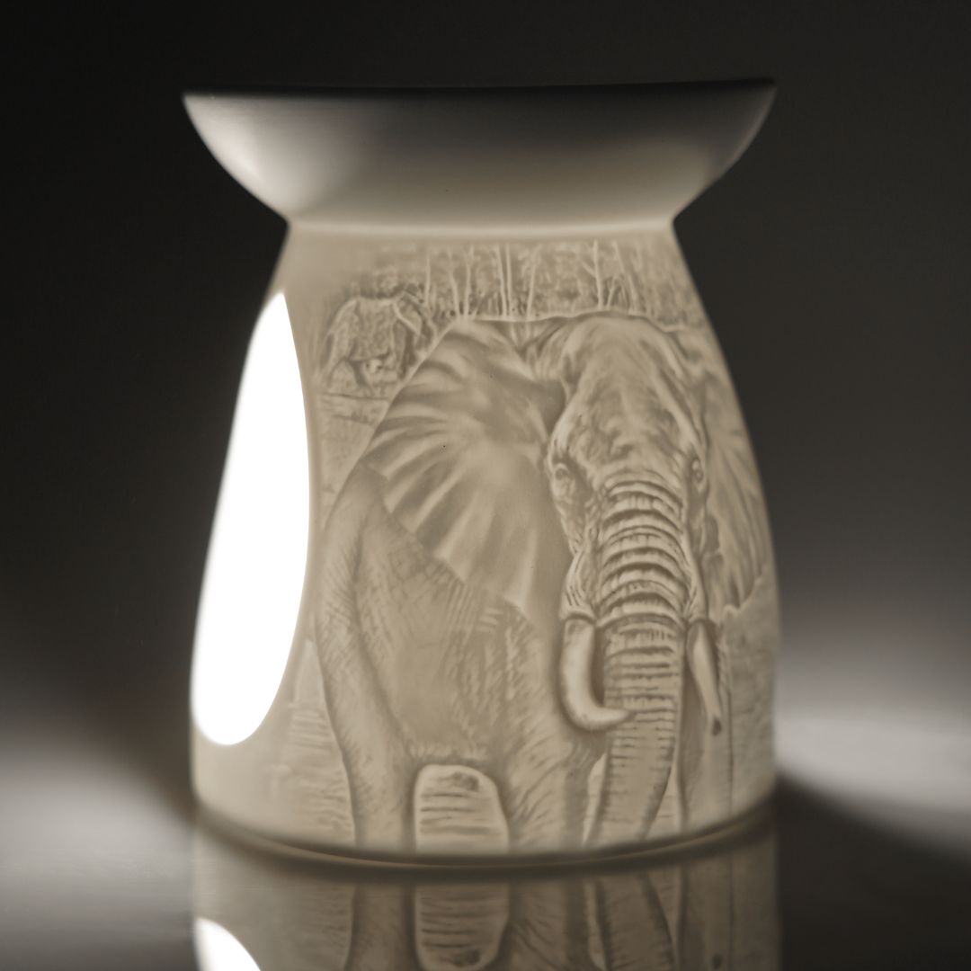 Porcelain Tealight Wax Burner - African Plaines