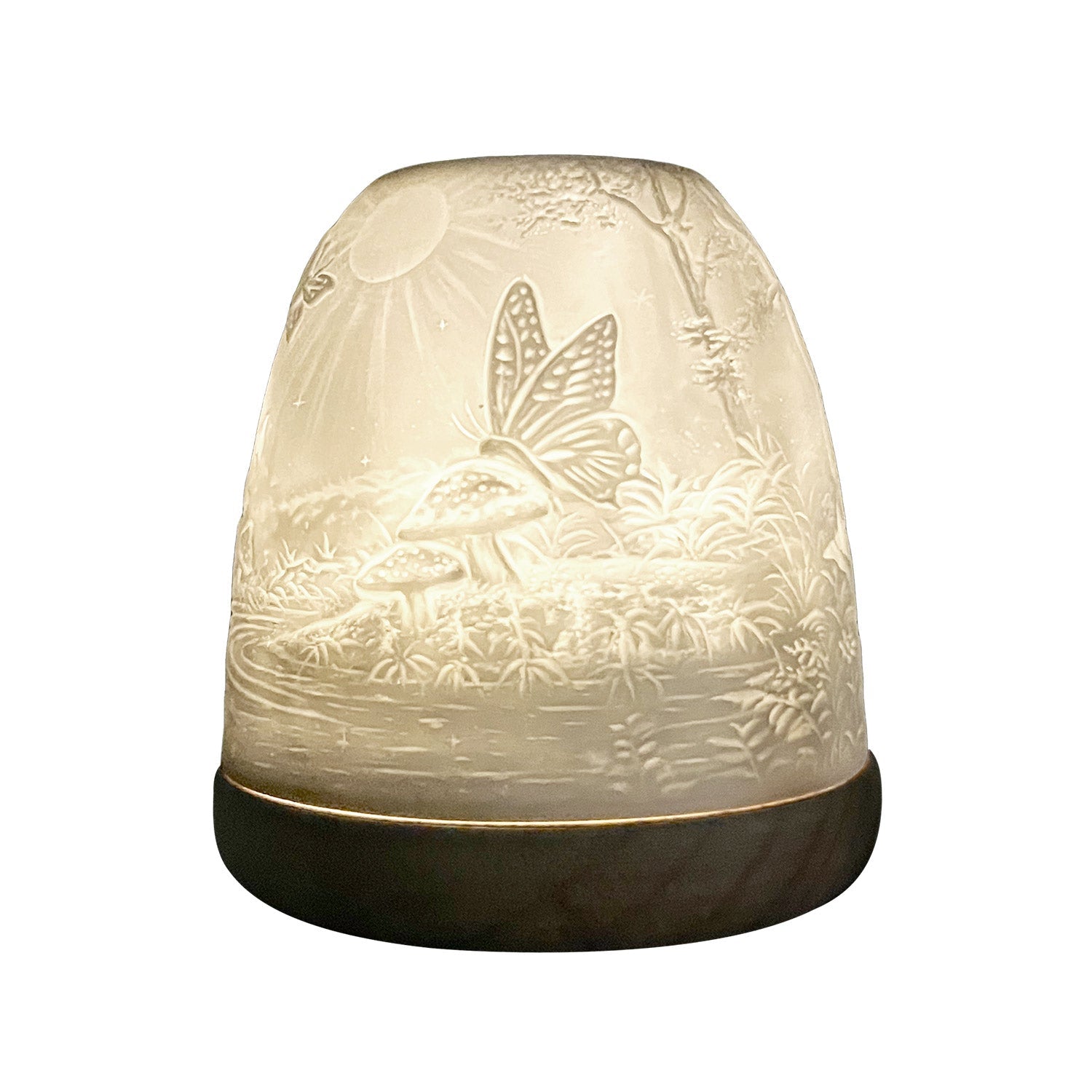 Illuminated Special Friend porcelain tealight dome with detailed lithophane design.