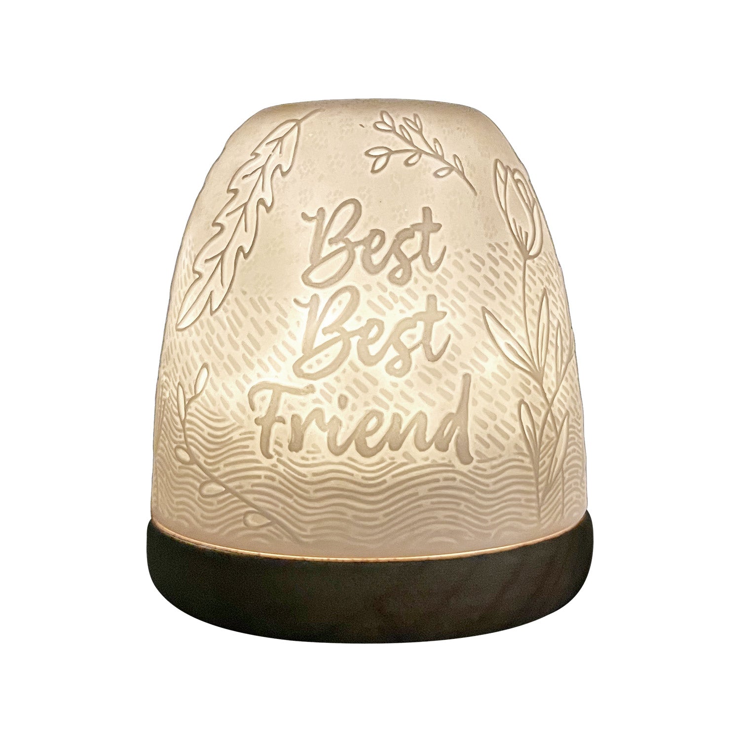 Best Best Friend porcelain tealight dome with illuminated engraved wording