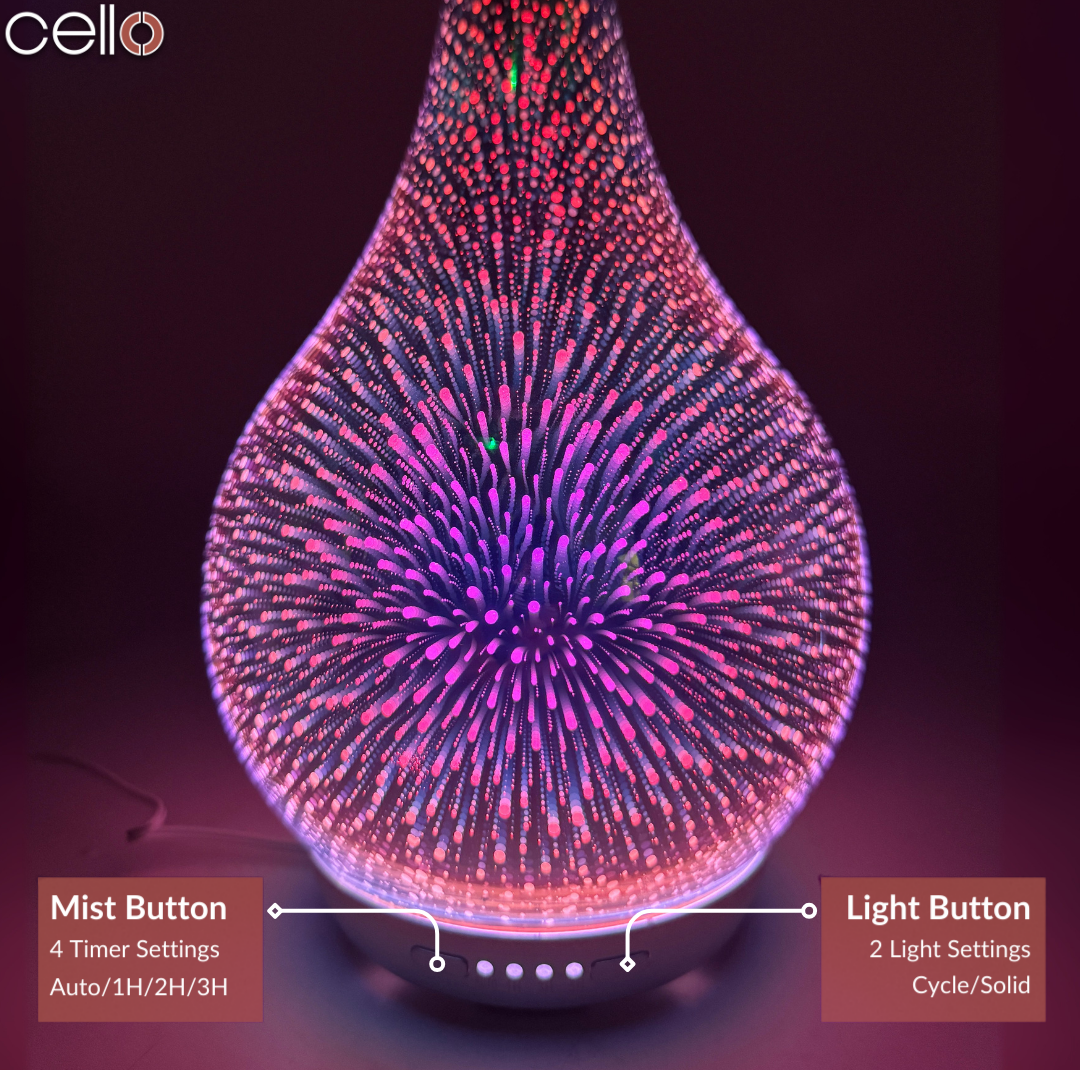 Infinity 3D Ultrasonic Diffuser with 3 Fragrance Oils | Cello