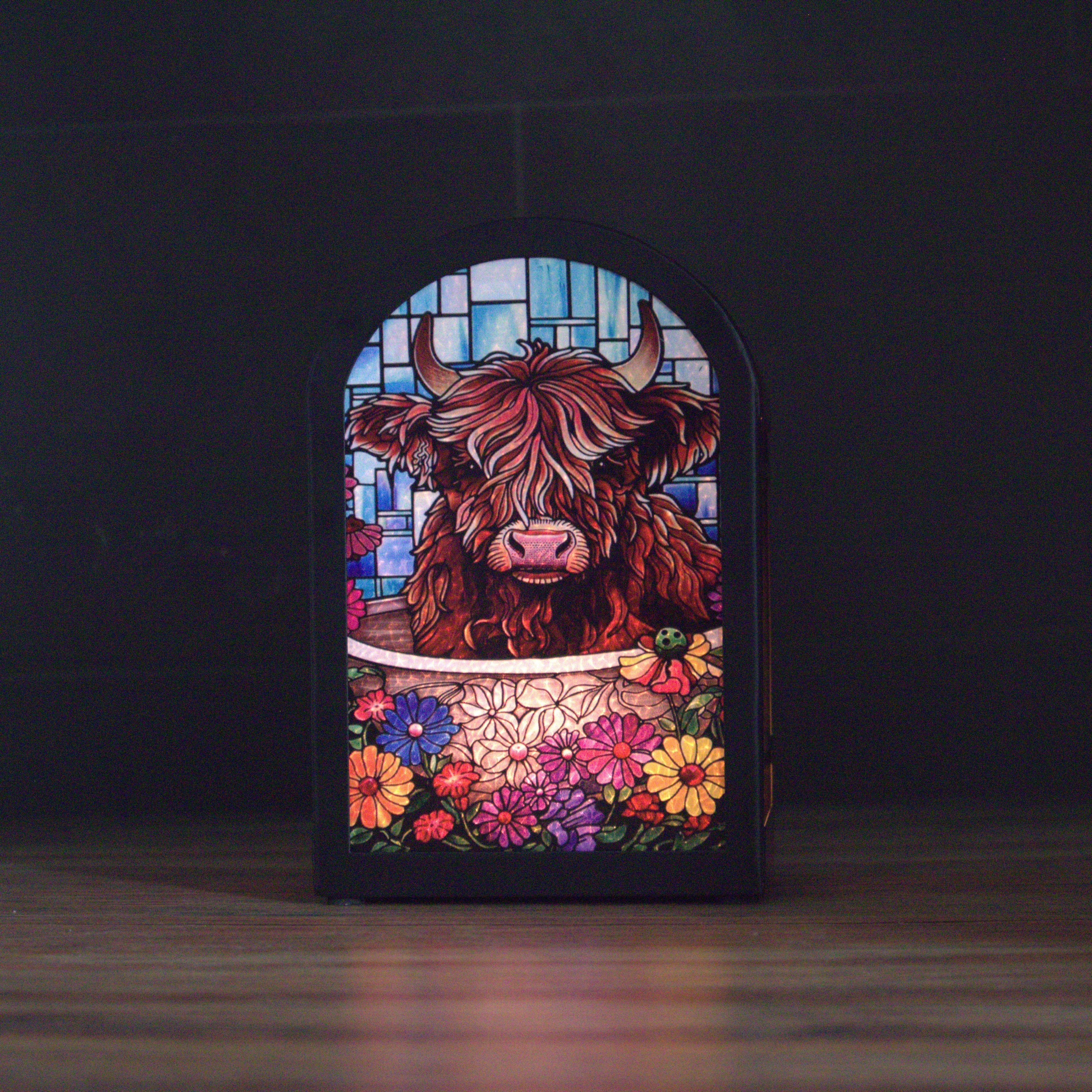 Floral Highland Cow Arch Tealight Holder – Cello