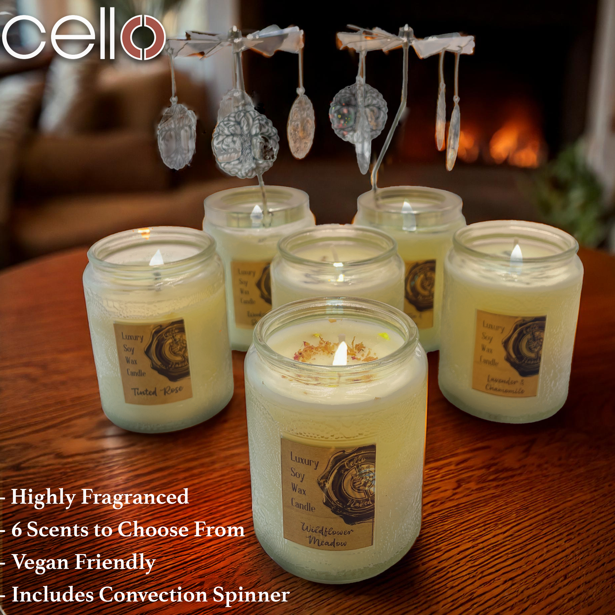 Cello Naked Candle with Convection Spinner - Ocean Spray