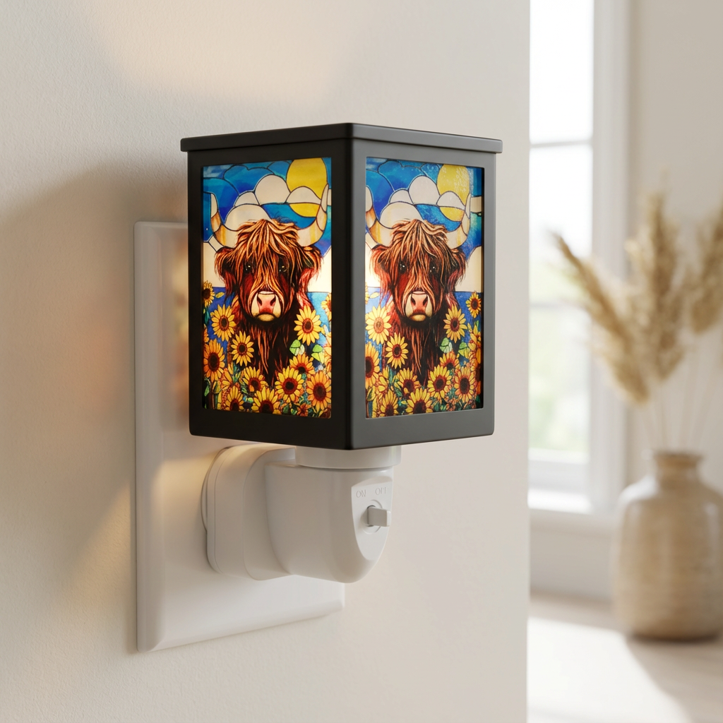 Sunflower Highland Cow Plug In Wax Melt Burner – Cello
