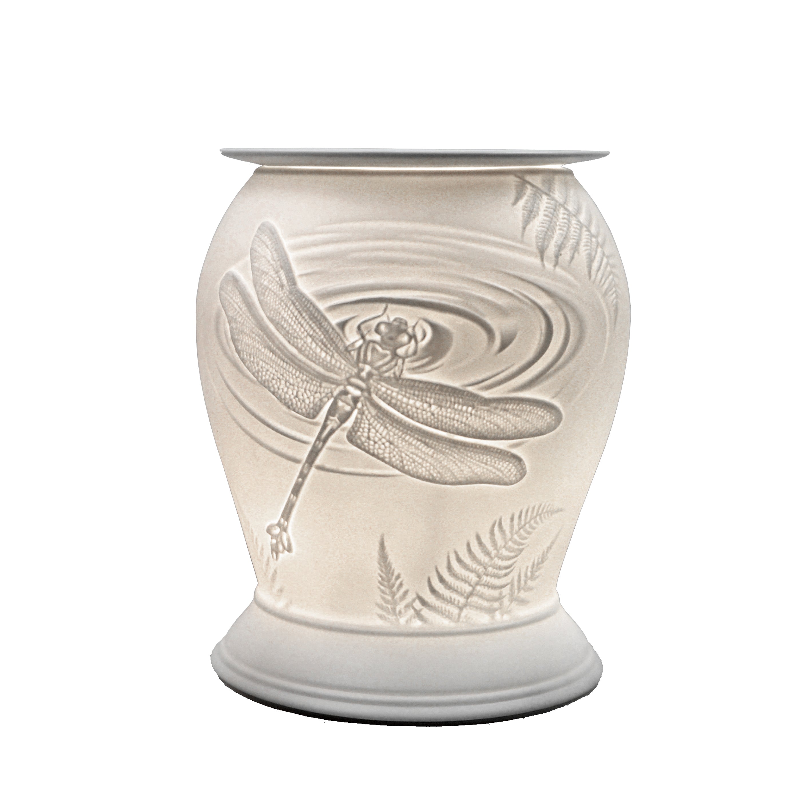 The porcelain material on this Wax Melt Burner allows bright light to shine through it, providing the opportunity to create this breathtaking Nature design. This is done by crafting images out of thicker and thinner sections of the porcelain, allowing for detailed shadowing and a 3D effect. The porcelains elegant look will fit perfectly in any room is available in a range of designs and two different shapes.