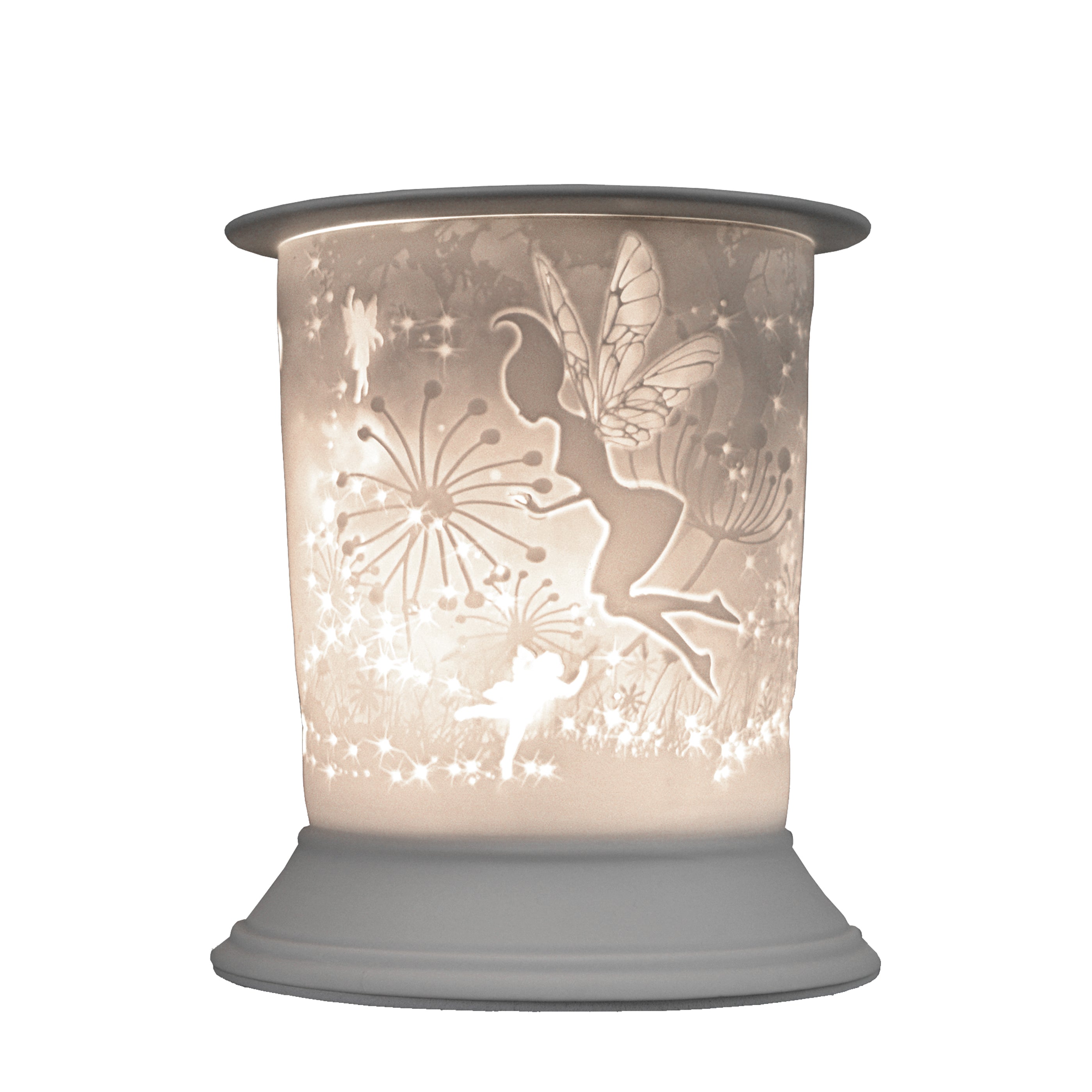 The porcelain material on this Wax Melt Burner allows bright light to shine through it, providing the opportunity to create this stunning Fairy Tale design. This is done by crafting images out of thicker and thinner sections of the porcelain, allowing for detailed shadowing and a 3D effect. The porcelains elegant look will fit perfectly in any room is available in a range of designs and two different shapes.