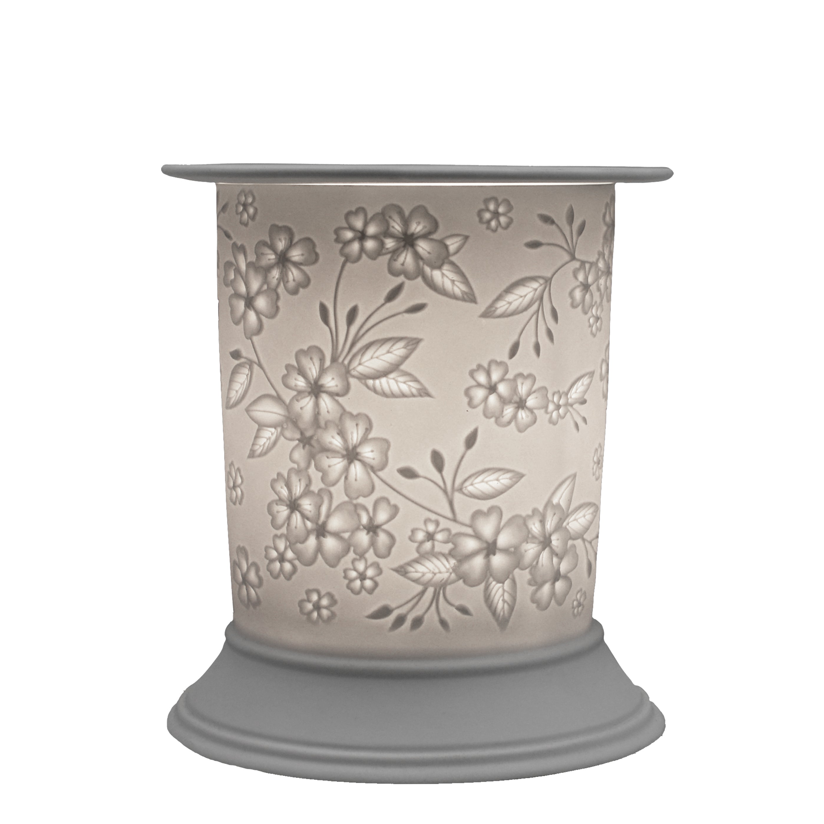 The porcelain material on this Wax Melt Burner allows bright light to shine through it, providing the opportunity to create this striking Spring design. This is done by crafting images out of thicker and thinner sections of the porcelain, allowing for detailed shadowing and a 3D effect. The porcelains elegant look will fit perfectly in any room is available in a range of designs and two different shapes.