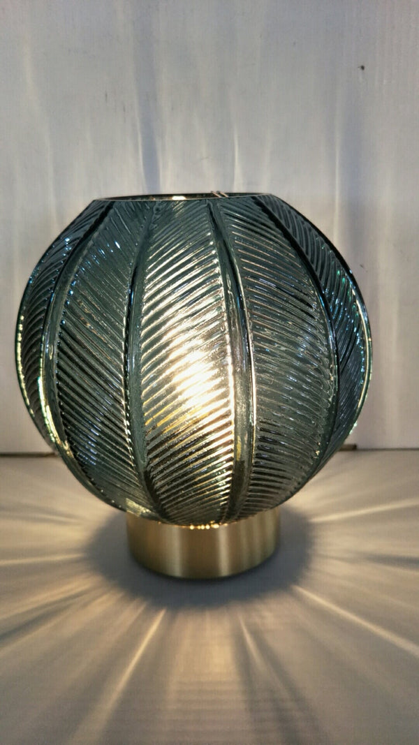 Add a perfect feature to your home with this medium orb shaped lamp featuring a deep blue colouring and a textured line pattern all around the lamp  