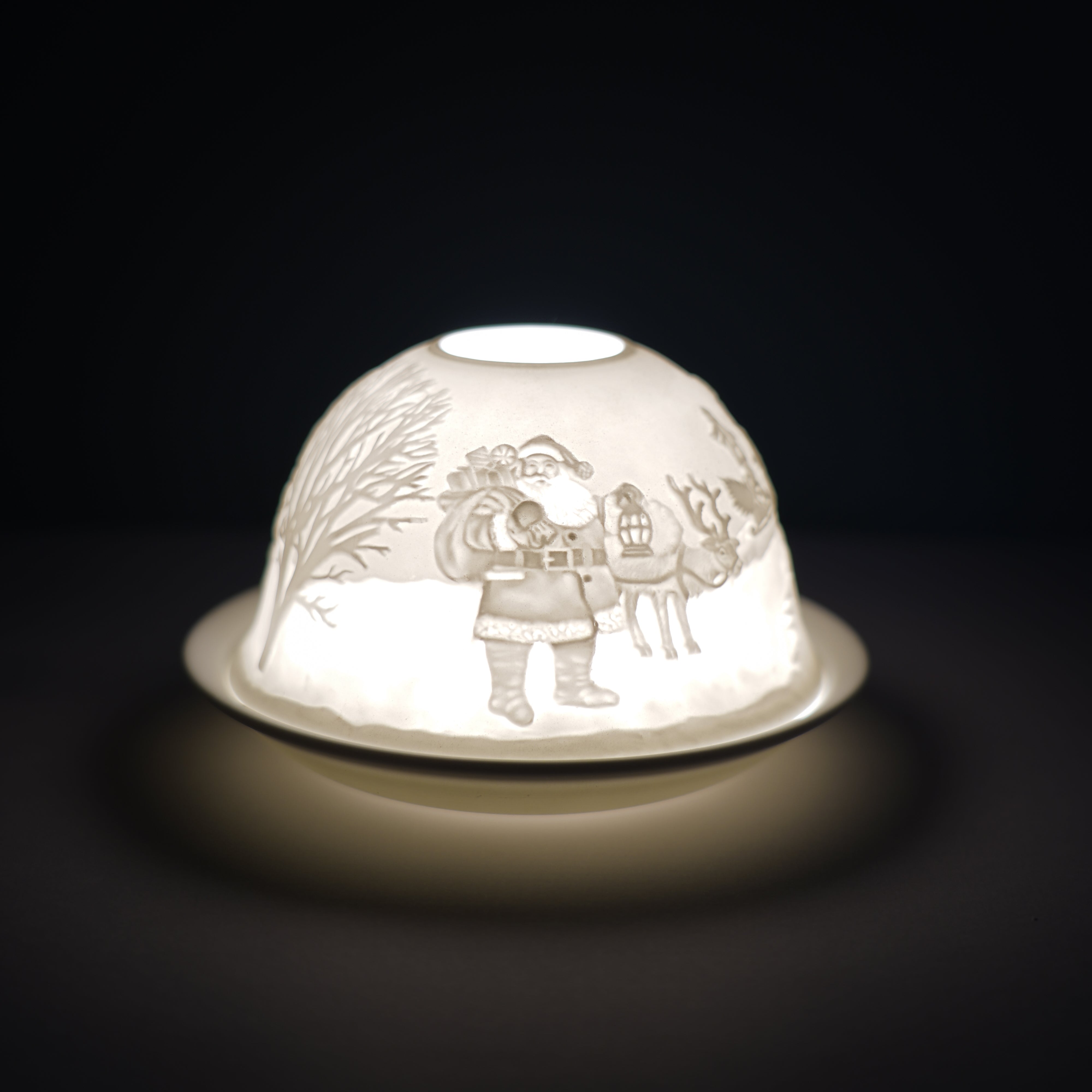 Porcelain Tealight Dome - Father Christmas Design
